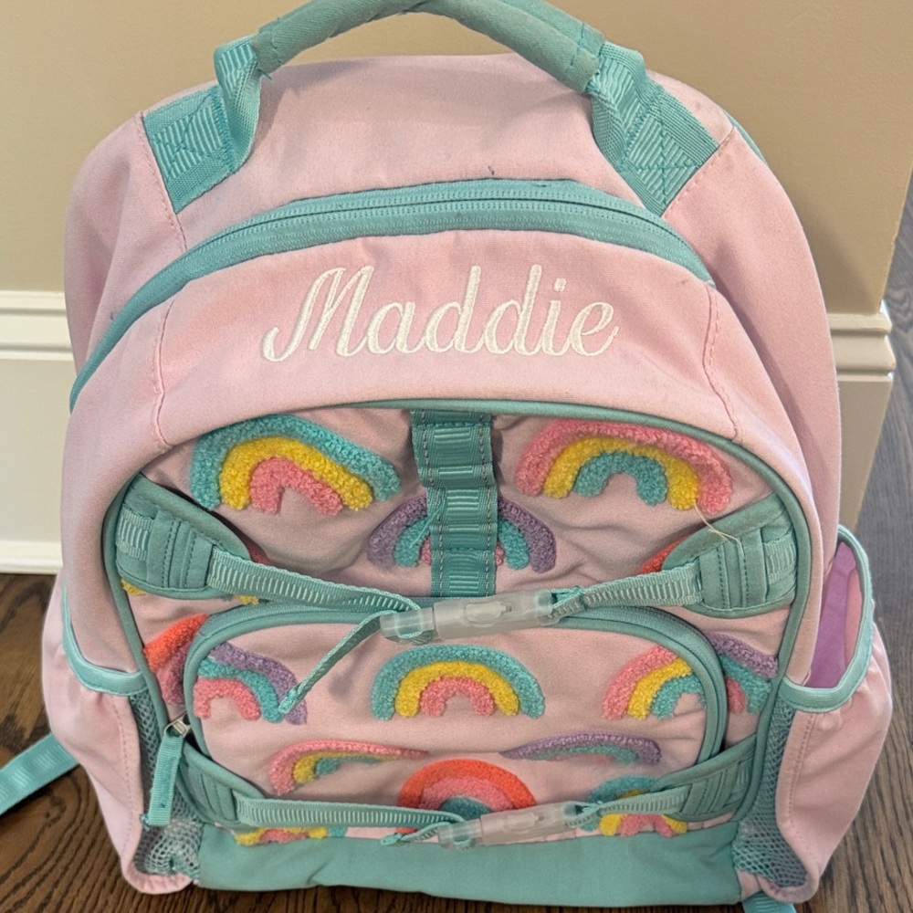 Pottery Barn Pink and Blue Rainbow Backpack “Maddie” - Picture 2 of 2
